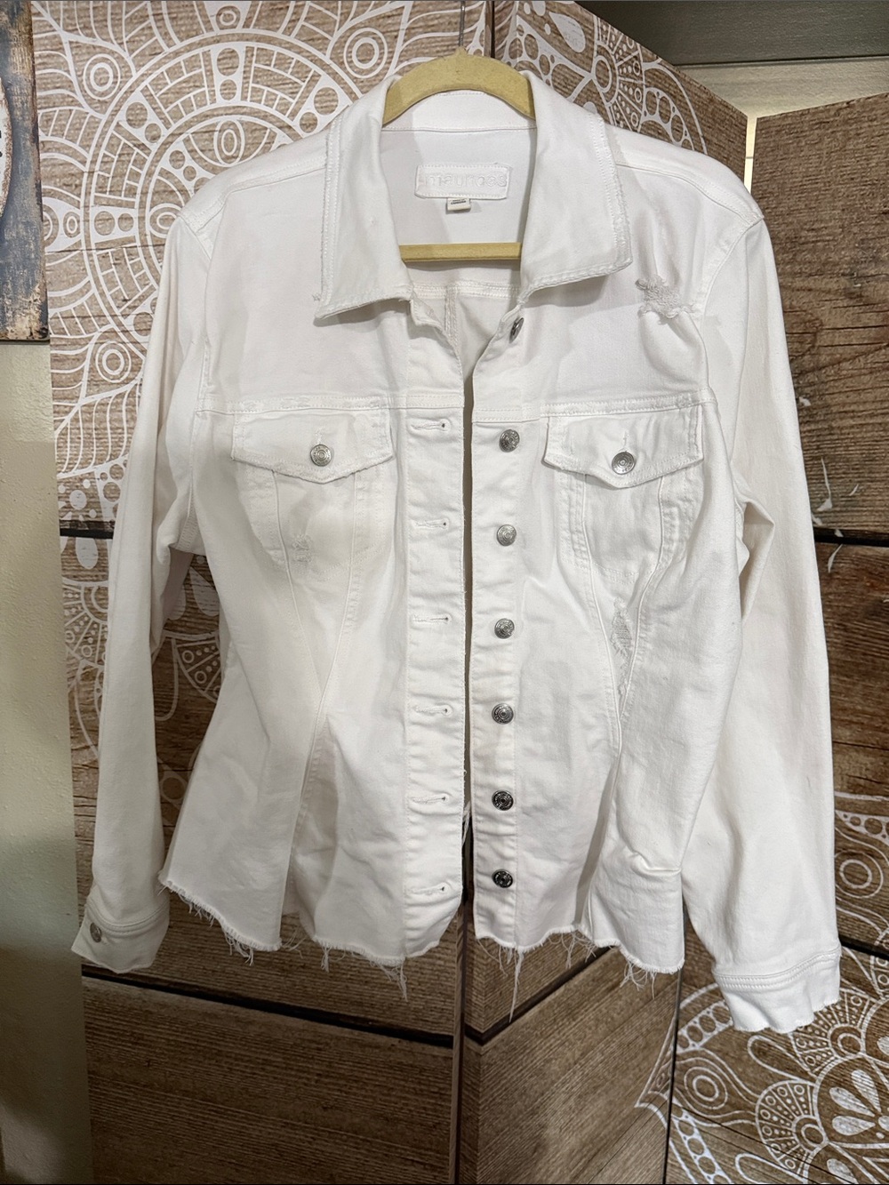 Maurices White Denim Jean Jacket with Button Front